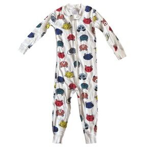 Hanna Andersson 2T 85cm Organic Cotton Bear Cat Print Zip Pajamas Sleeper